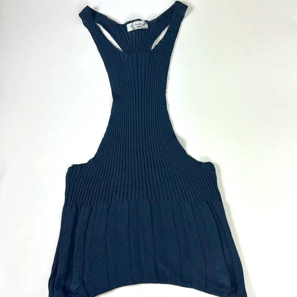 Free People Intimately Black Knit Razorback Crop Tank Womens Size XS NWOT